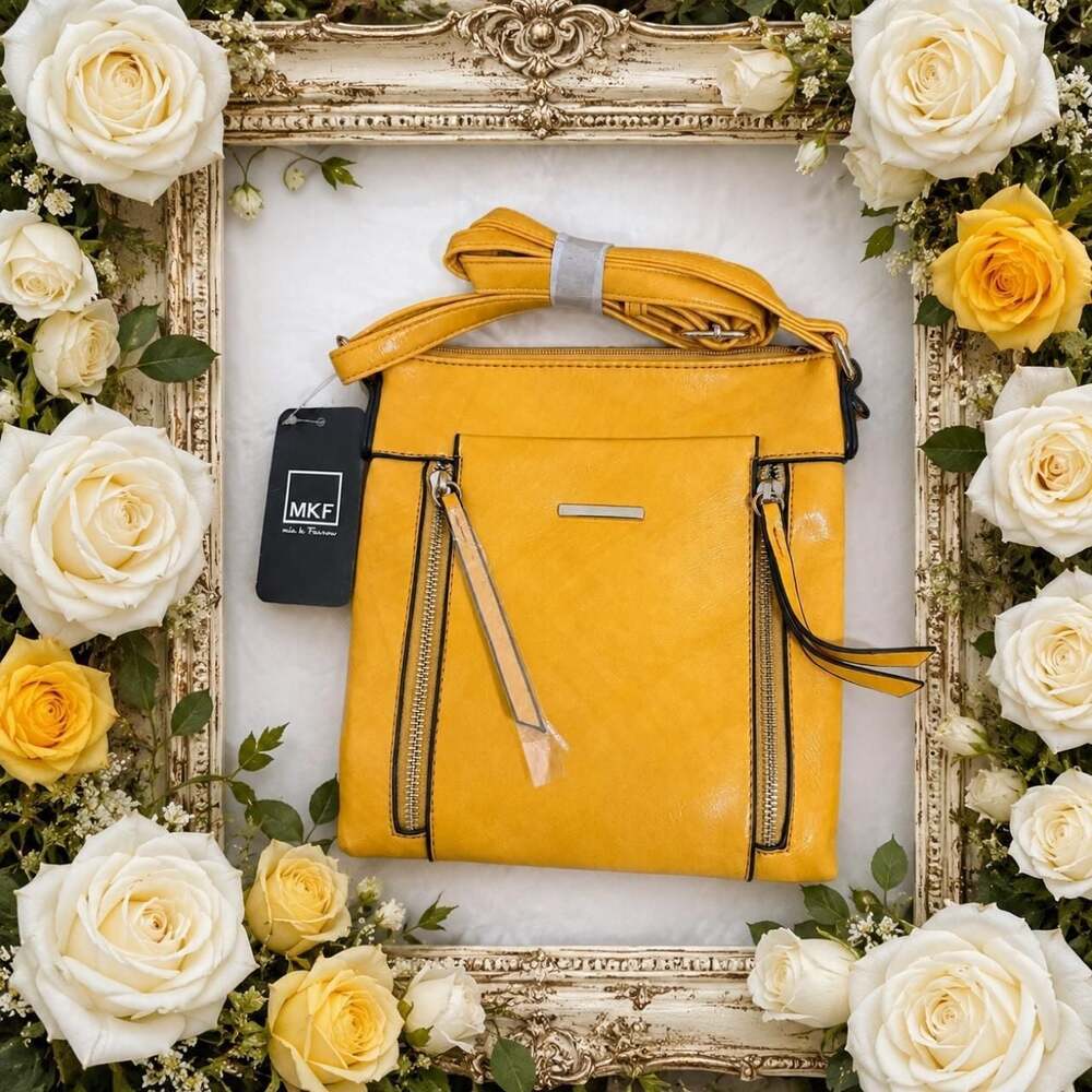 MKF Collection Mia K. Angelina Mustard Yellow Vegan Leather Crossbody Bag